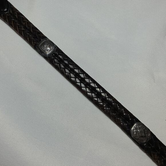 Vintage BRIGHTON CONCHO Black BRAIDED Leather Western Belt Size M/L 32 main image 8